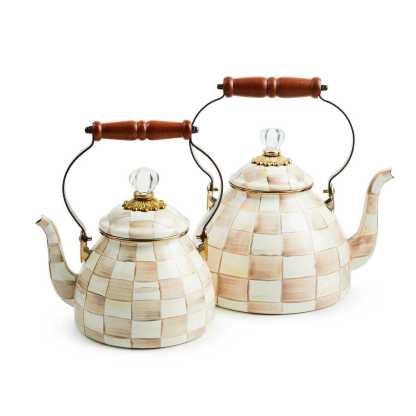 Mocha Check 1.89L Tea Kettle by MacKenzie-Childs