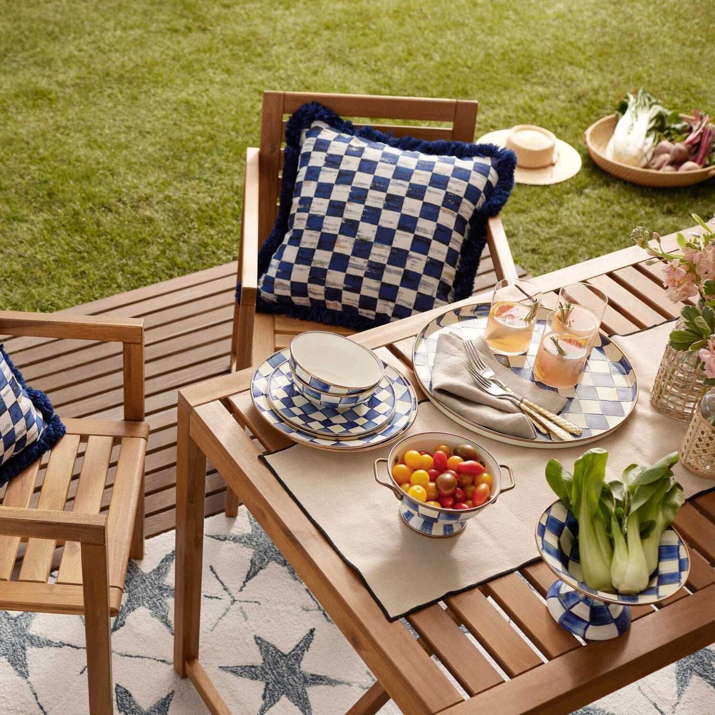 Royal Check Enamel Compote - Small