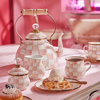 New Rosy Check Enamel Tea Kettle 2.84L