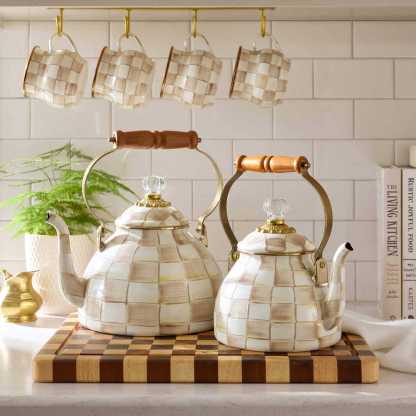 Mocha Check 1.89L Tea Kettle by MacKenzie-Childs
