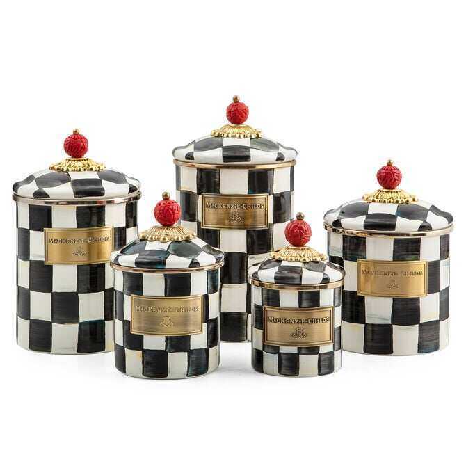 Courtly Check Enamel Canisters
