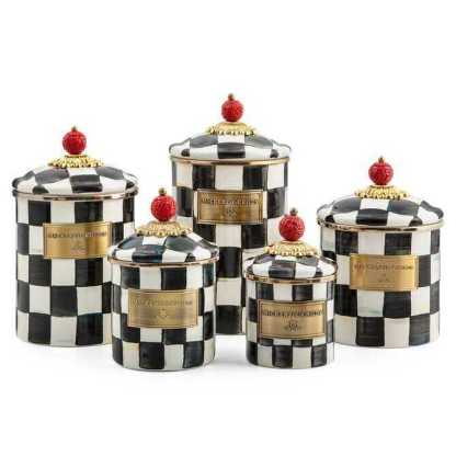 Courtly Check Enamel Canisters