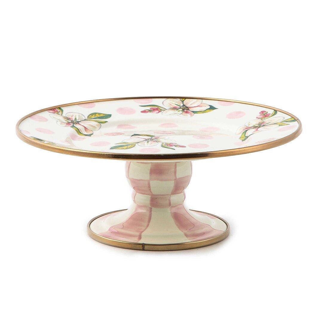 Wildflowers enamel mini pedestal platter - pink