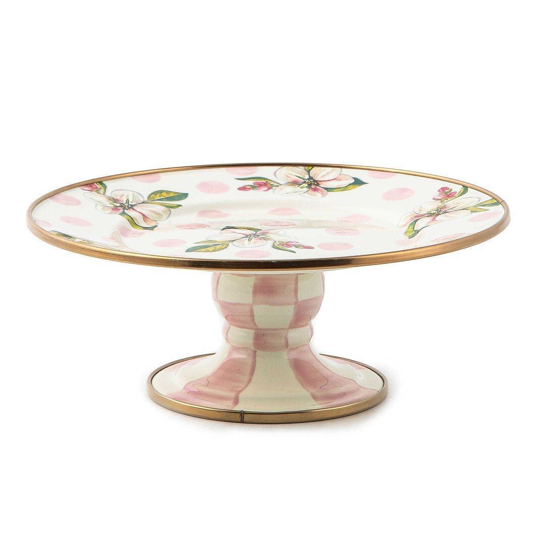 Wildflowers enamel mini pedestal platter - pink