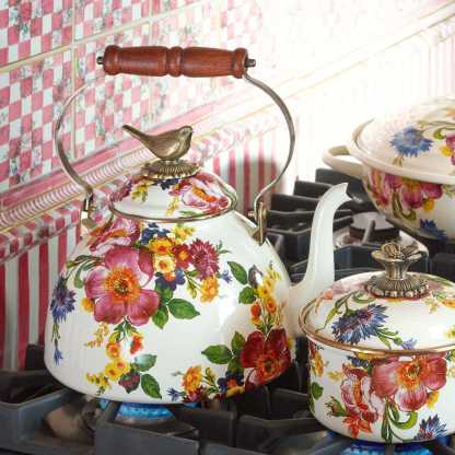 Flower Market 3 Qt. Tea Kettle with Bird