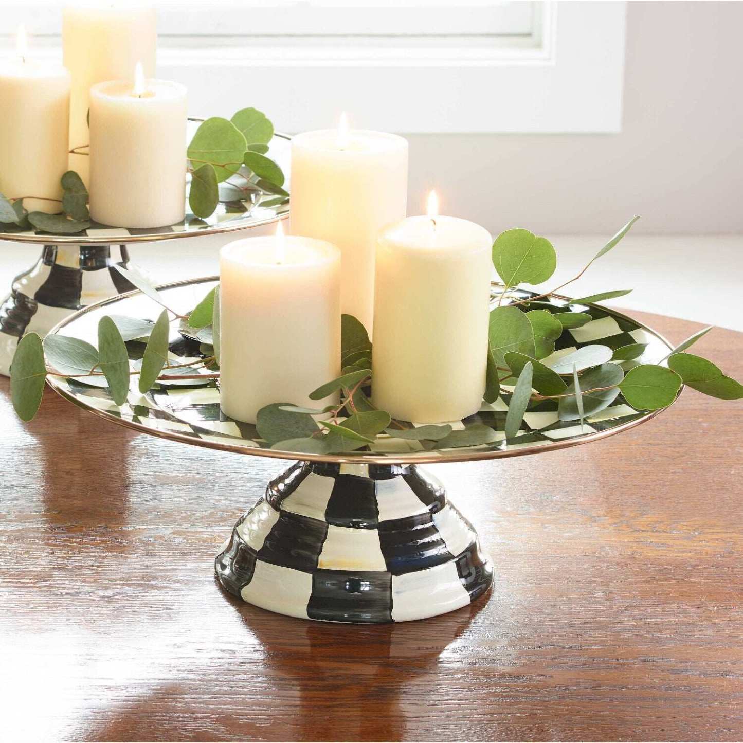 Courtly Check Pedestal Platter - Large