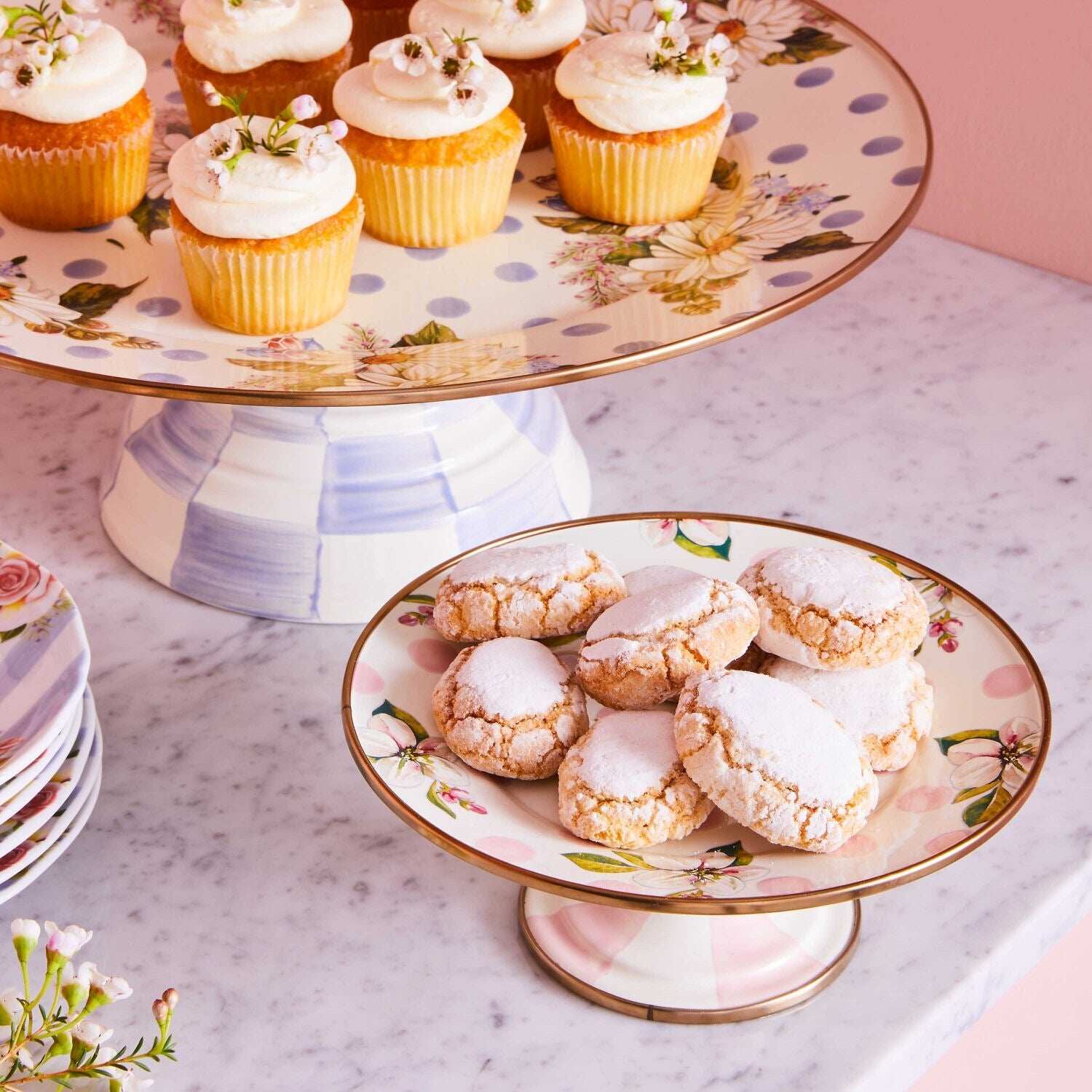 Wildflowers Blue Large Pedestal Platter