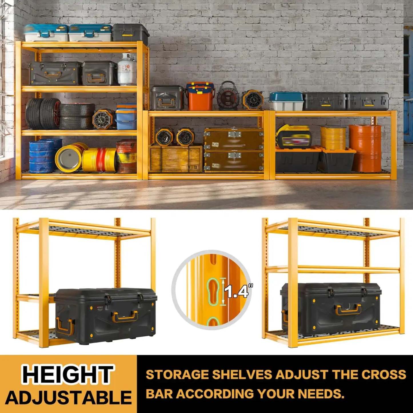 2PCS 4400 LBS Meta,4 Tiers Heavy Duty Storage Shelves