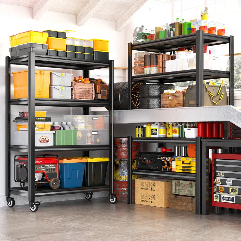 59.8"H 4-Tier Rolling Metal Shelving Rack 530LBS Adjustable Shelving Units