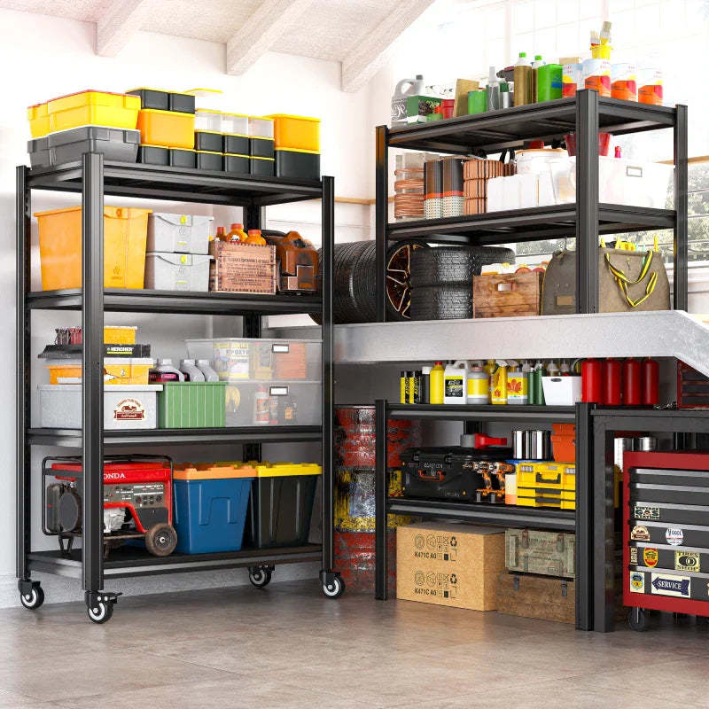 59.8"H 4-Tier Rolling Metal Shelving Rack 530LBS Adjustable Shelving Units