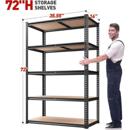 35.5“W Garage Shelf, 5-Tier Adjustable, 2000LBS Steel Shelving Racks
