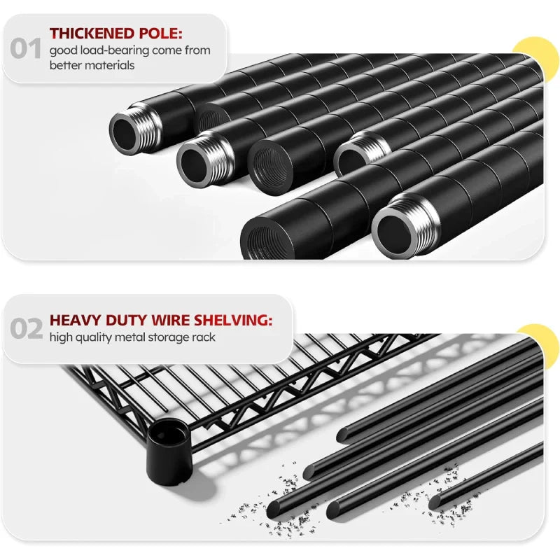 2 Pack 56”W Wire Rack Shelving with Wheels, 2600lbs Heavy Duty Metal Shelves