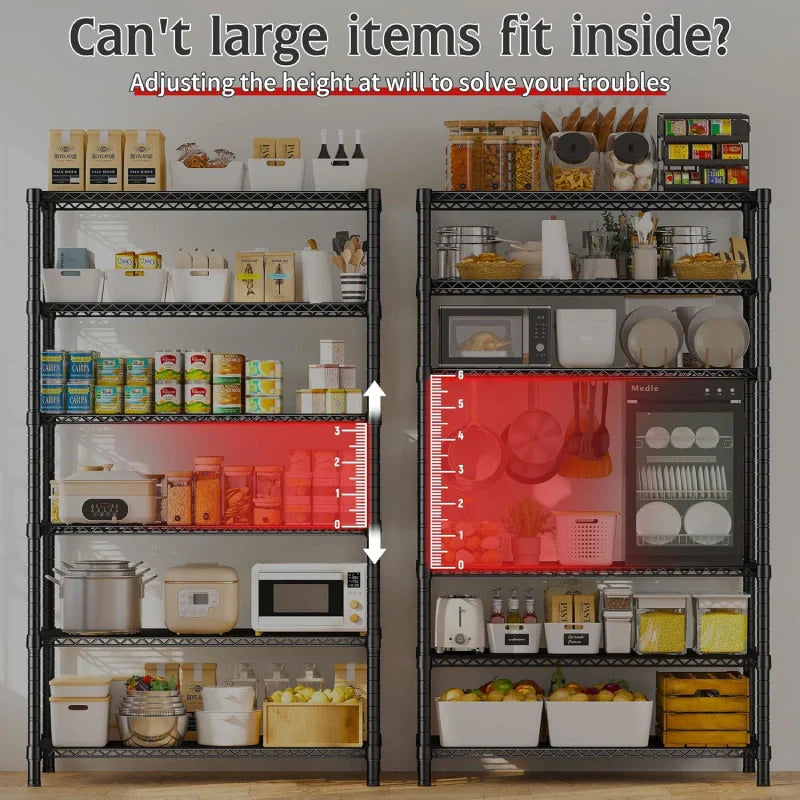 35.5"W Wire Storage Shelves, 6-Tier Adjustable Outdoor Metal Shelves