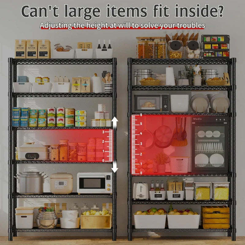 35.5"W Wire Storage Shelves, 6-Tier Adjustable Outdoor Metal Shelves