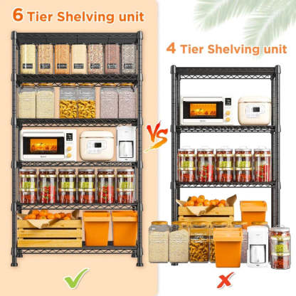 21.5"W Metal Wire Rack, 6-Tier Adjusatble, 1000lbs Wire Shelving Units