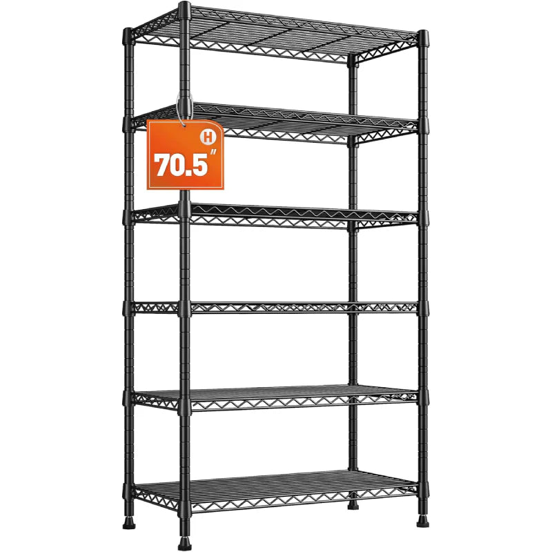 21.5"W Metal Wire Rack, 6-Tier Adjusatble, 1000lbs Wire Shelving Units