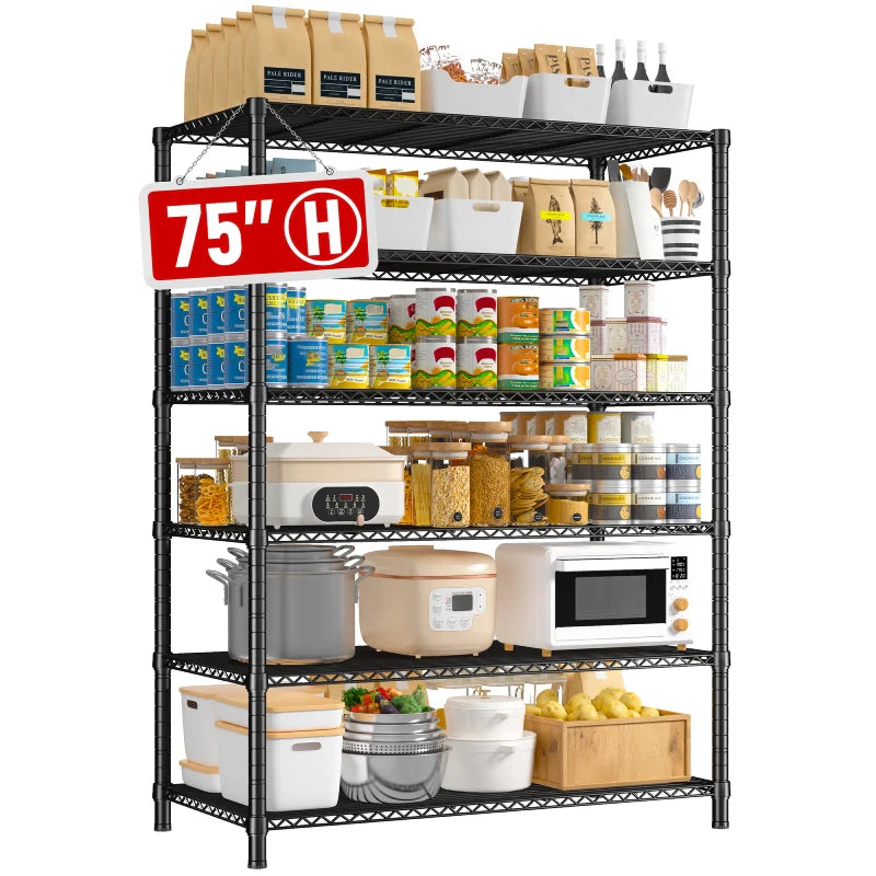 35.5"W Wire Storage Shelves, 6-Tier Adjustable Outdoor Metal Shelves