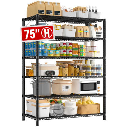 35.5"W Wire Storage Shelves, 6-Tier Adjustable Outdoor Metal Shelves