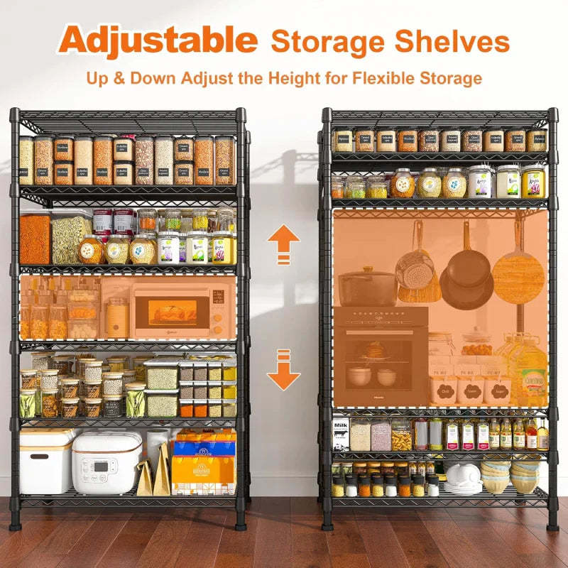21.5"W Metal Wire Rack, 6-Tier Adjusatble, 1000lbs Wire Shelving Units