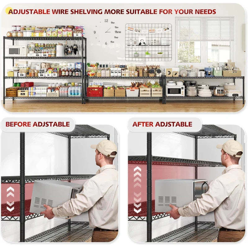 2 Pack 56”W Wire Rack Shelving with Wheels, 2600lbs Heavy Duty Metal Shelves