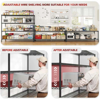 2 Pack 56”W Wire Rack Shelving with Wheels, 2600lbs Heavy Duty Metal Shelves