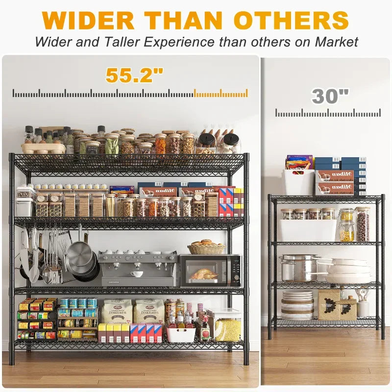 2 Pack 56”W Wire Rack Shelving with Wheels, 2600lbs Heavy Duty Metal Shelves