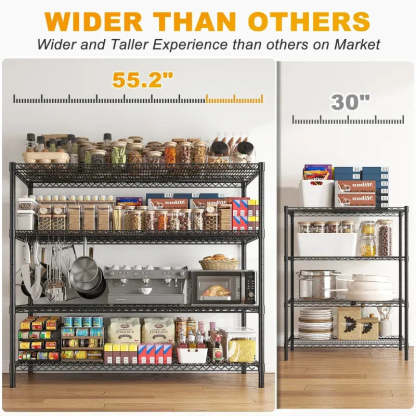 2 Pack 56”W Wire Rack Shelving with Wheels, 2600lbs Heavy Duty Metal Shelves