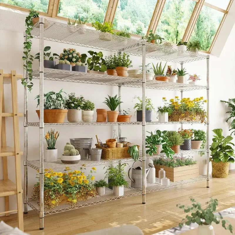 58" W Storage Shelves Wire Shelving Unit 1400LB Metal Shelves