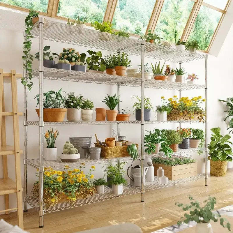 58" W Storage Shelves Wire Shelving Unit 1400LB Metal Shelves