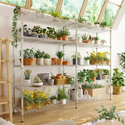 58" W Storage Shelves Wire Shelving Unit 1400LB Metal Shelves