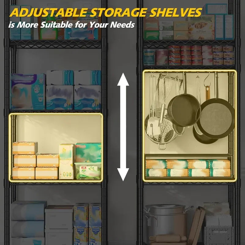 12''W Wire Shelving Units, Set of 2 Metal Shelf, Narrow Metal Shelf