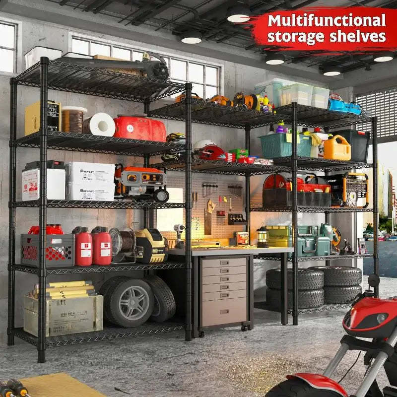 35.5"W Wire Storage Shelves, 6-Tier Adjustable Outdoor Metal Shelves