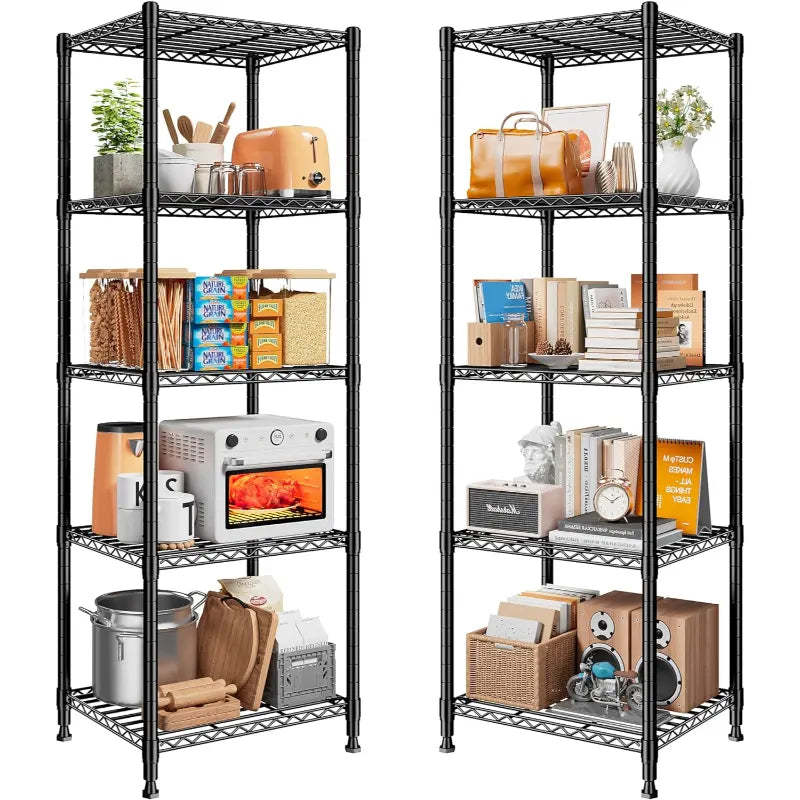REIBII 12''W Wire Shelving Units, Set of 2 Metal Shelf, Narrow Metal Shelf, Adjusable Wire Storage Shelves for Pantry Kitchen Dorm
