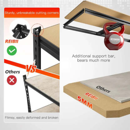 4-Tier Metal Shelving, Storage Shelves Load 1800LBS for Garage