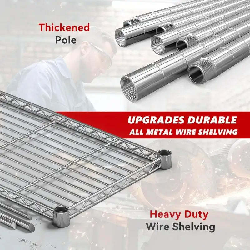 58" W Storage Shelves Wire Shelving Unit 1400LB Metal Shelves