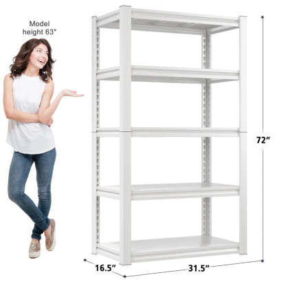 72"H Metal Storage Rack 2000LBS Adjustable Shelving