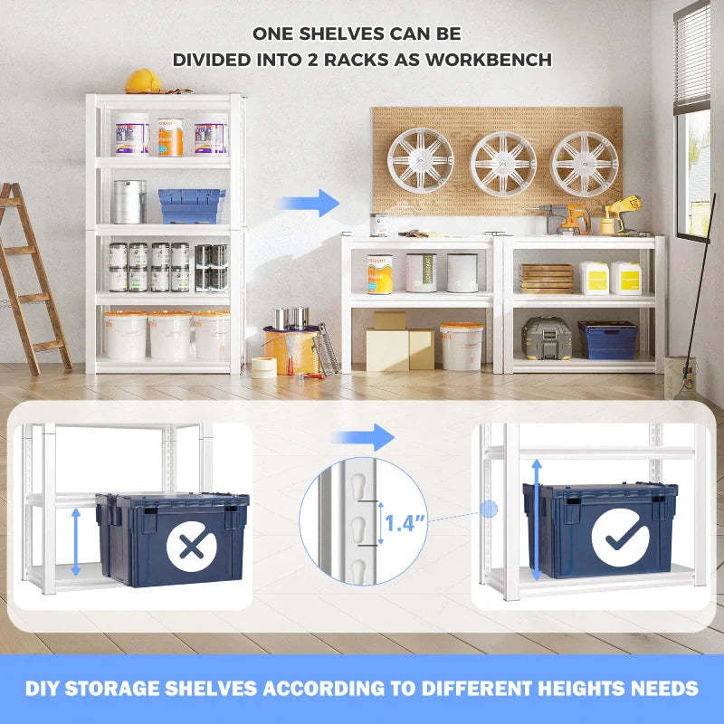 72"H Metal Storage Rack 2000LBS Adjustable Shelving