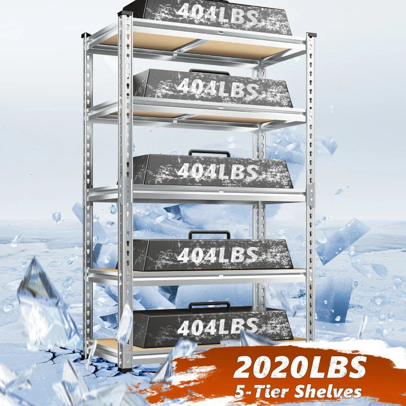 35.5"W Garage Shelving, 5-Tier Adjustable Metal Shelves, Storage Rack