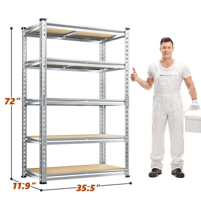 35.5"W Garage Shelving, 5-Tier Adjustable Metal Shelves, Storage Rack