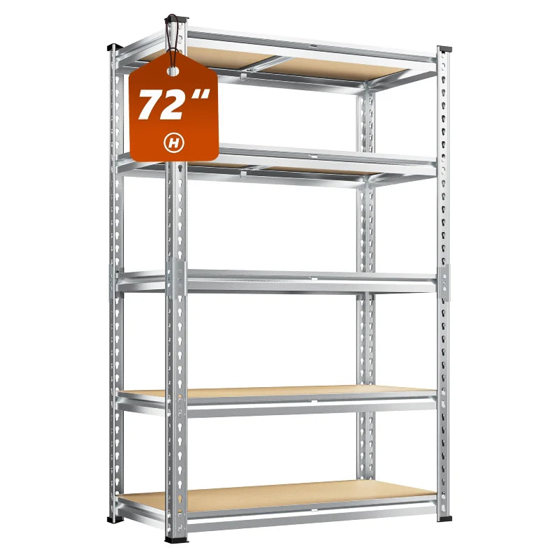 35.5"W Garage Shelving, 5-Tier Adjustable Metal Shelves, Storage Rack