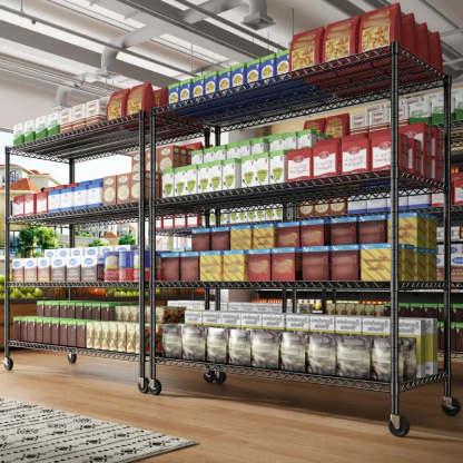 2 Pack 56”W Wire Rack Shelving with Wheels, 2600lbs Heavy Duty Metal Shelves