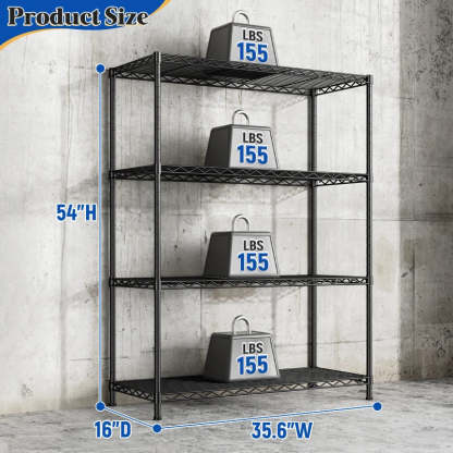3-Shlef Metal Shelves, Adjustable Steel Wire Shelving Units, Storage Rack