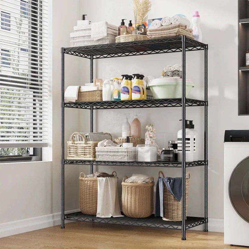 3-Shlef Metal Shelves, Adjustable Steel Wire Shelving Units, Storage Rack