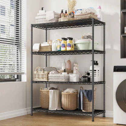 3-Shlef Metal Shelves, Adjustable Steel Wire Shelving Units, Storage Rack