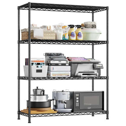 3-Shlef Metal Shelves, Adjustable Steel Wire Shelving Units, Storage Rack