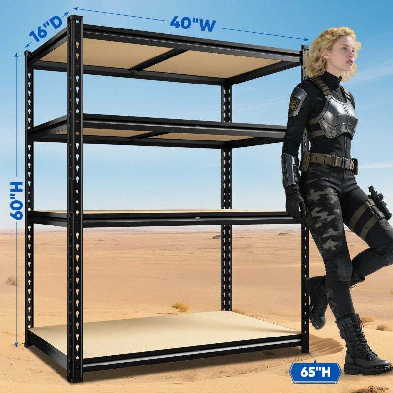 40”W Storage Shelves, Heavy Duty Garage Shelving Load 2,500lbs