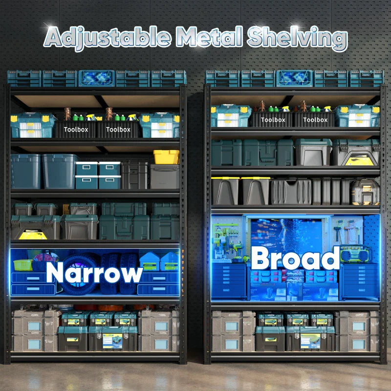 40”W Storage Shelves, Heavy Duty Garage Shelving Load 2,500lbs