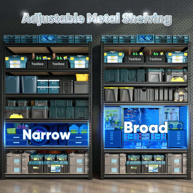 40”W Storage Shelves, Heavy Duty Garage Shelving Load 2,500lbs