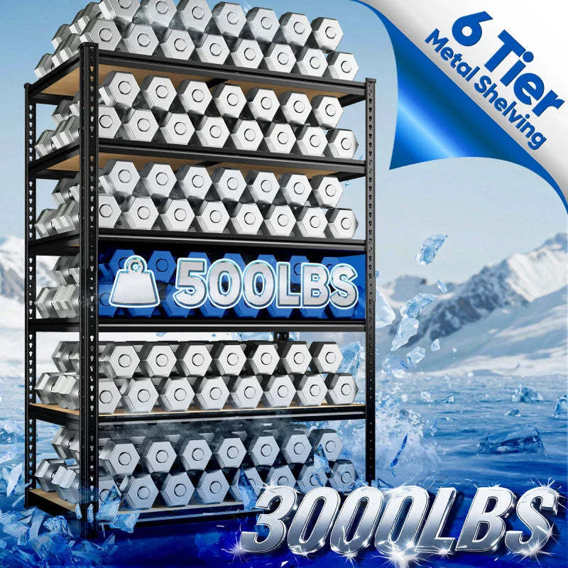 40”W Storage Shelves, Heavy Duty Garage Shelving Load 2,500lbs