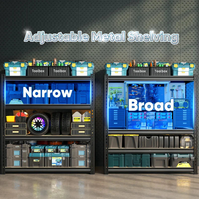 40”W Storage Shelves, Heavy Duty Garage Shelving Load 2,500lbs